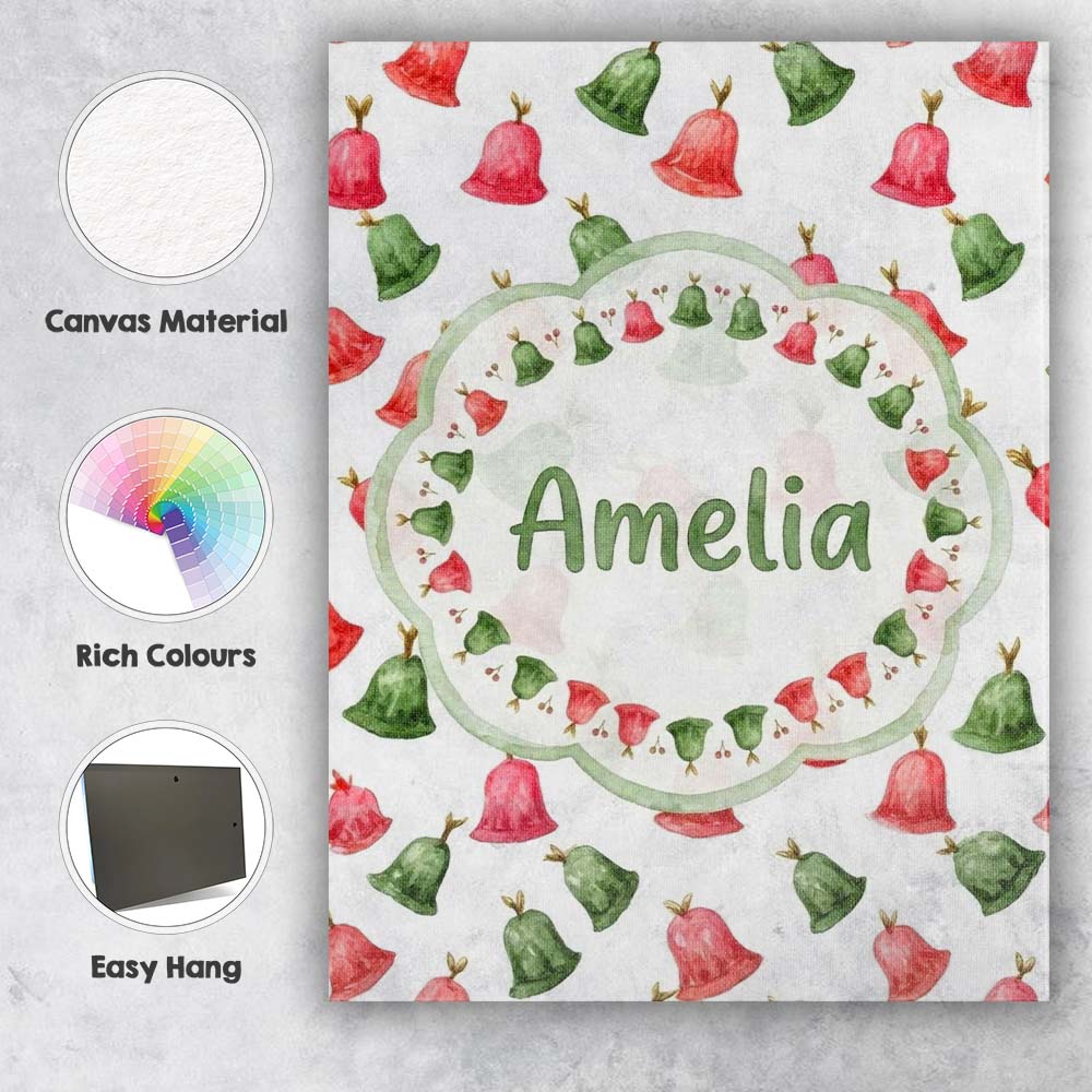 Personalised Name Cute Red and Green Custom Premium Decorative Design Modern Room Accent Canvas Wall Art Print Decor Picture Ready to Hang