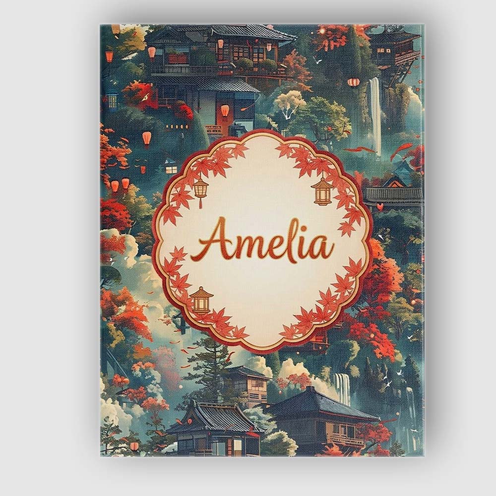 Personalised Name Japanese Autumn Village Custom Unique Gift Idea Elegant Feature Canvas Wall Art Print Decor Picture Ready to Hang