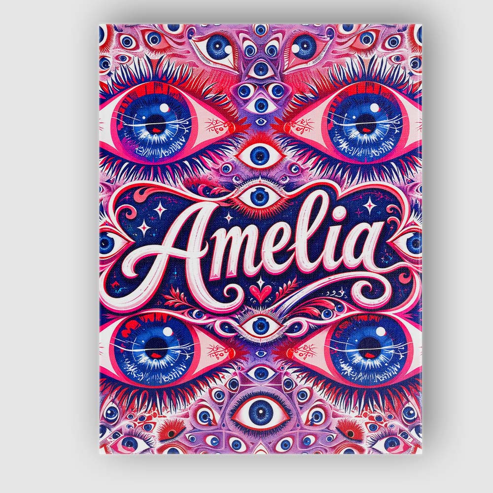 Personalised Name Psychedelic Multiple Eyes Custom Bespoke Interior Contemporary Canvas Wall Art Print Decor Picture Ready to Hang