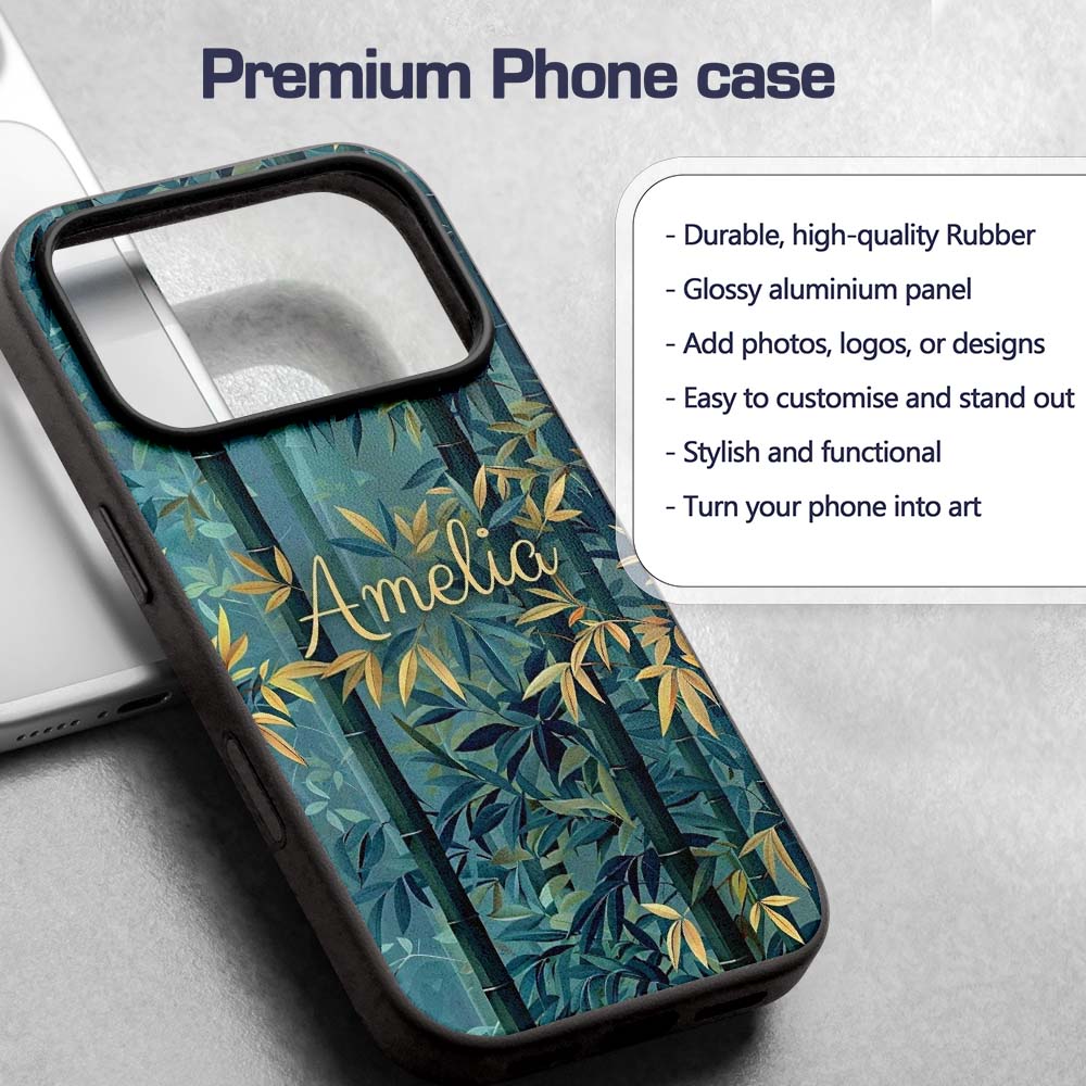Serene Bamboo Forest with Soft Mist Pattern Asian Custom Name Protective Phone Case Mobile Cover Durable Everyday Smartphone Shock Resistant