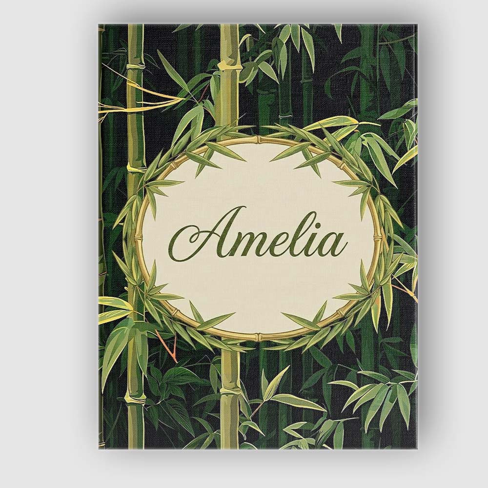 Personalised Name Dark Bamboo Forest Custom Premium Decorative Design Modern Room Accent Canvas Wall Art Print Decor Picture Ready to Hang
