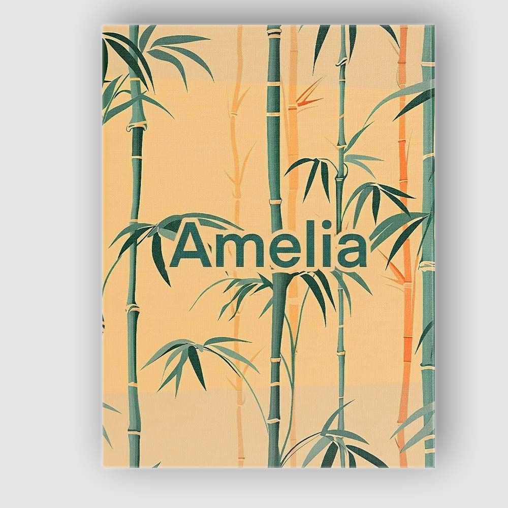 Personalised Name Elegant Bamboo Stalks on Custom Bespoke Contemporary Statement Canvas Wall Art Print Decor Picture Ready to Hang