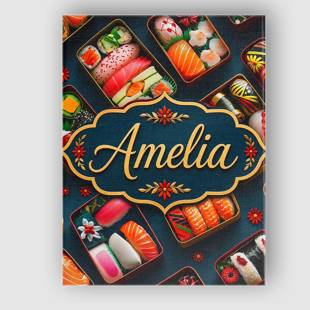 Personalised Name Assorted Sushi Bento Custom Modern Room Accent Elegant Feature Canvas Wall Art Print Decor Picture Ready to Hang