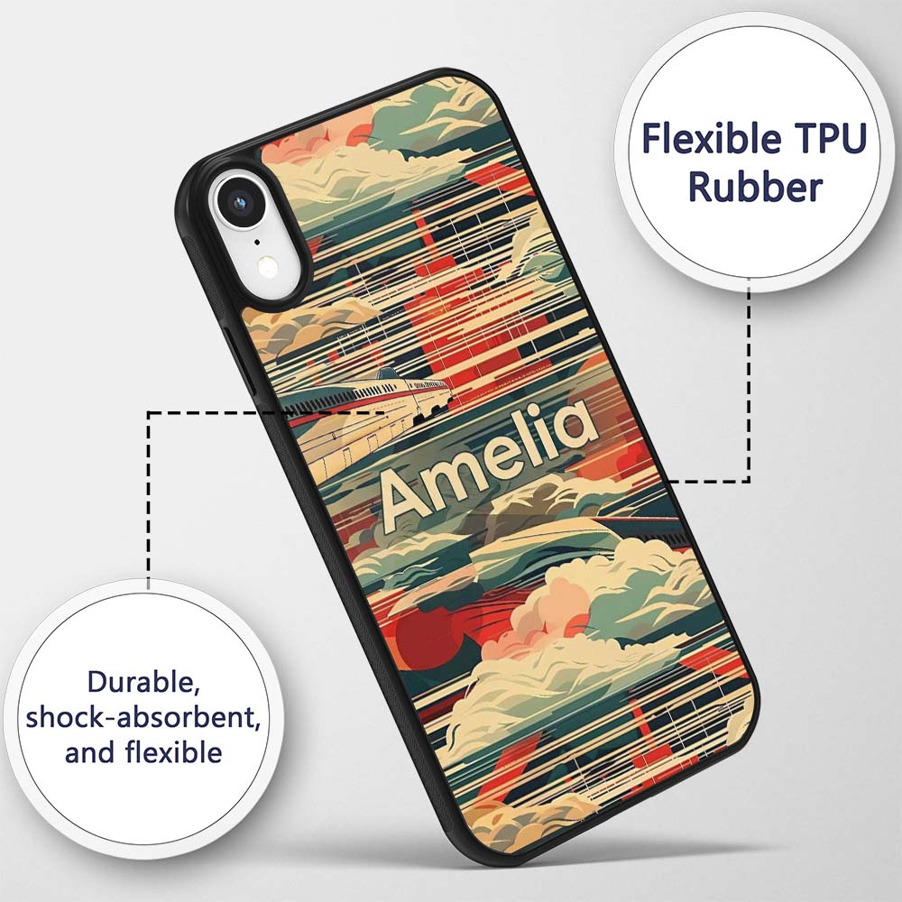 Modern High Speed Train with Decorative Design Custom Name Protective Phone Case Mobile Cover Durable Everyday Smartphone Shock Resistant