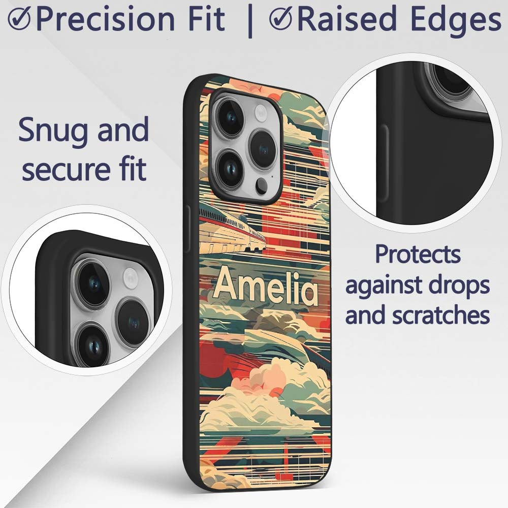 Modern High Speed Train with Decorative Design Custom Name Protective Phone Case Mobile Cover Durable Everyday Smartphone Shock Resistant