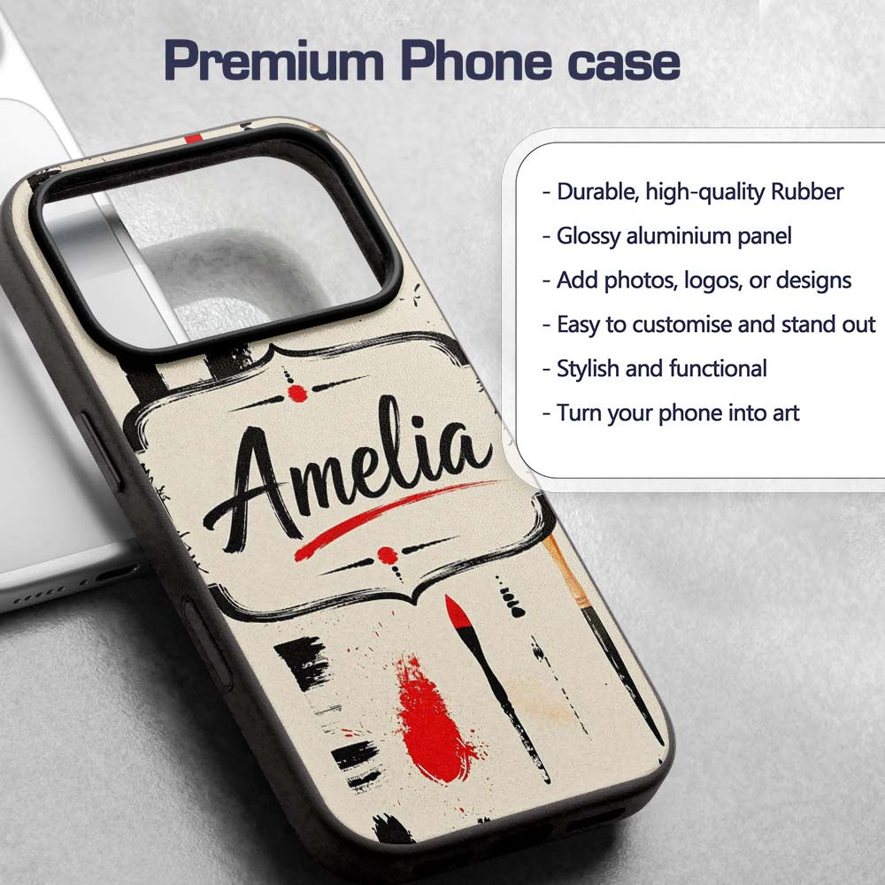 Traditional Japanese Calligraphy Tools and Brush Custom Name Protective Phone Case Mobile Cover Durable Everyday Smartphone Shock Resistant