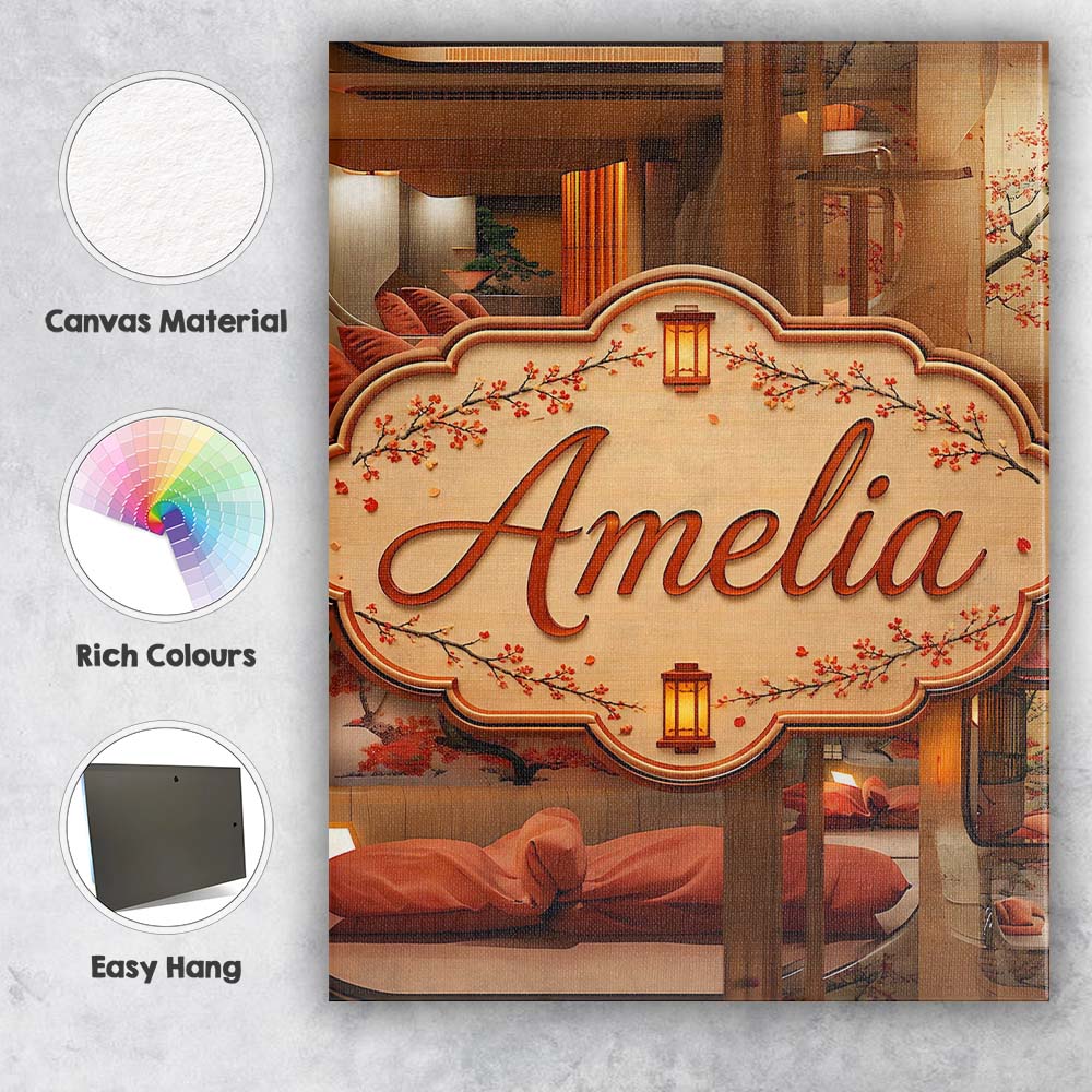 Personalised Name Japanese Capsule Bedroom Custom Unique Gift Idea Elegant Feature Canvas Wall Art Print Decor Picture Ready to Hang
