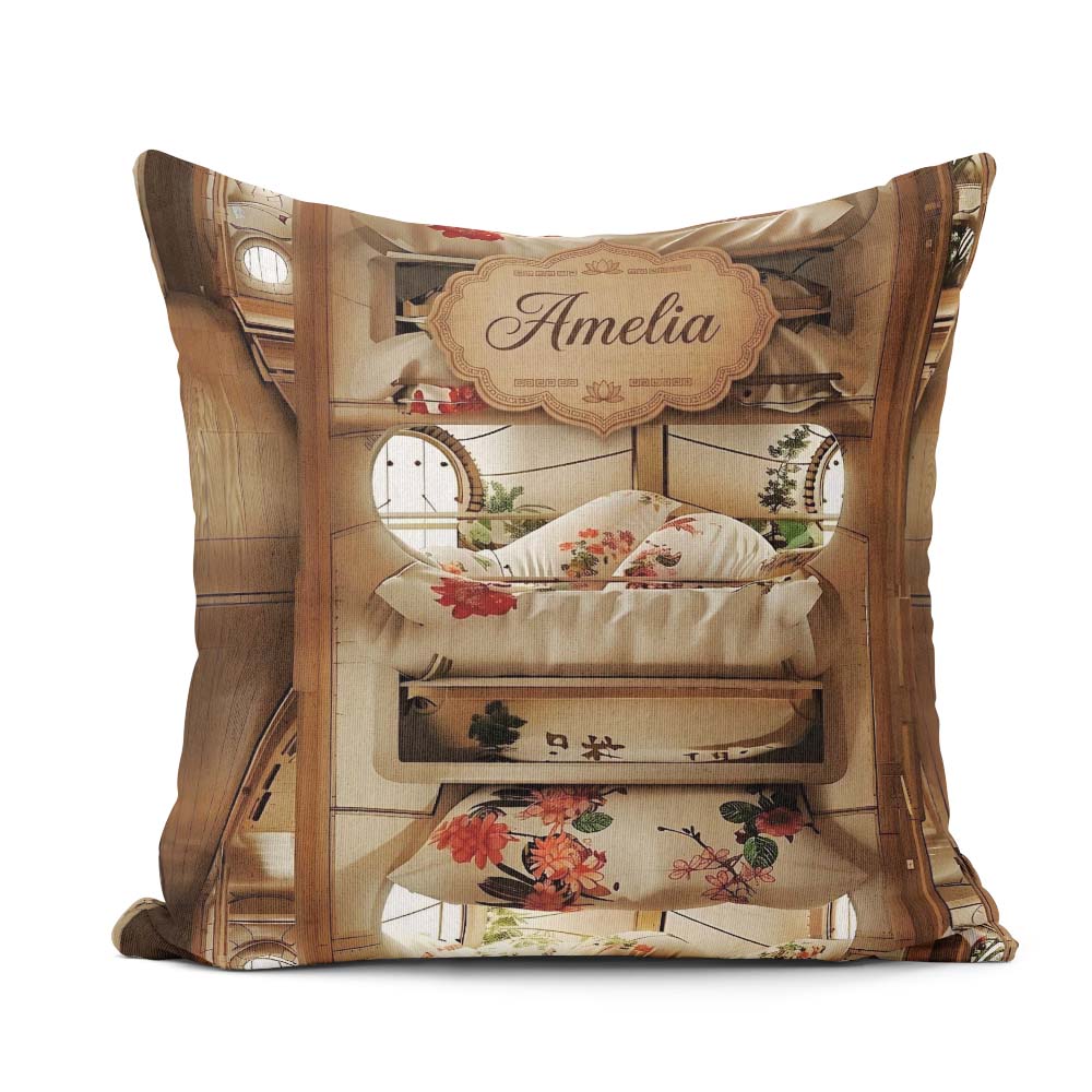 Custom Name Luxury Capsule Bed Pods with Floral Bedding and Soft Square Filled Cushion Throw Pillow Sofa Bed Home Decor Zip Washable UK Made