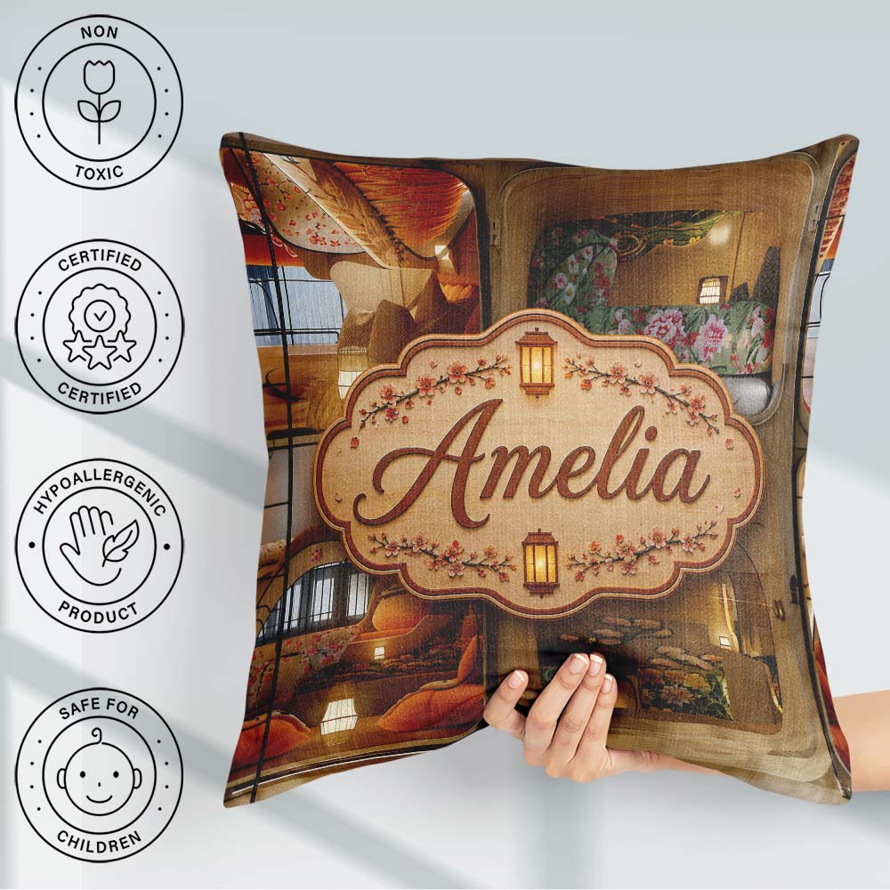 Custom Name Capsule Living Pods Decorative Contemporary Japanese Square Filled Cushion Throw Pillow Sofa Bed Home Decor Zip Washable UK Made