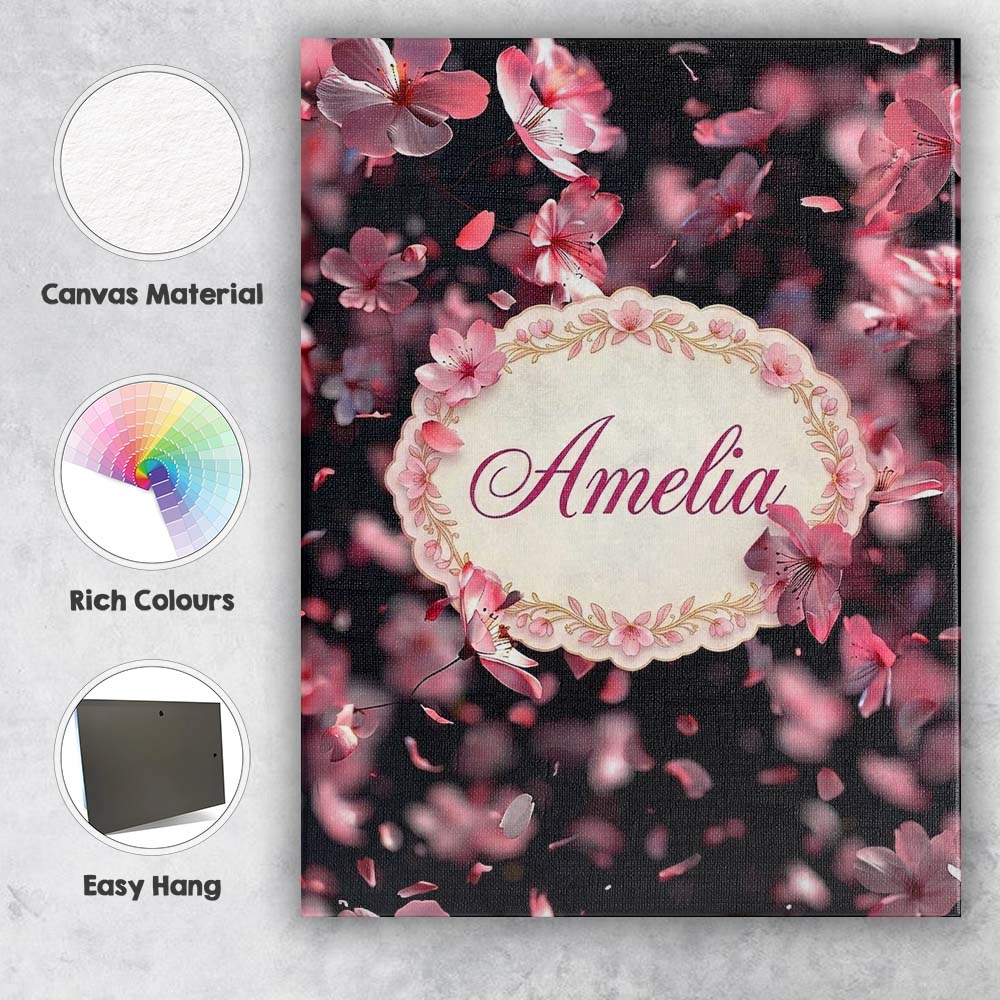 Personalised Name Delicate Sakura Blossoms Custom Unique Gift Idea Elegant Feature Canvas Wall Art Print Decor Picture Ready to Hang