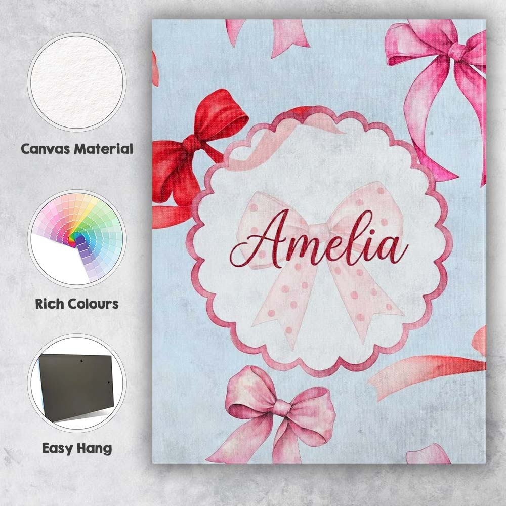 Personalised Name Watercolor Red and Pink Custom Unique Gift Idea Elegant Feature Canvas Wall Art Print Decor Picture Ready to Hang