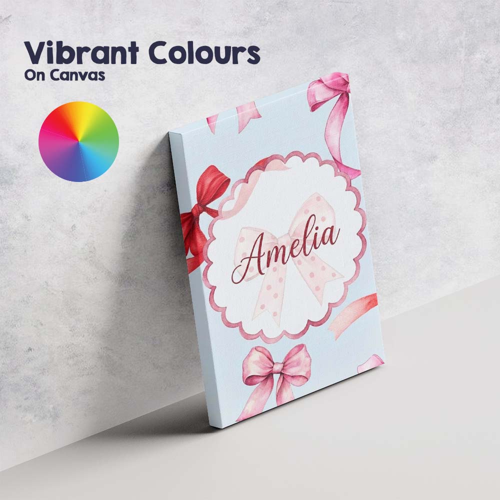 Personalised Name Watercolor Red and Pink Custom Unique Gift Idea Elegant Feature Canvas Wall Art Print Decor Picture Ready to Hang