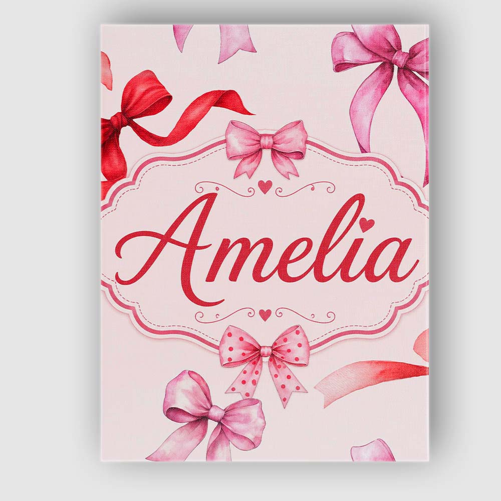 Personalised Name Watercolor Red and Pink Custom Unique Gift Idea Elegant Feature Canvas Wall Art Print Decor Picture Ready to Hang