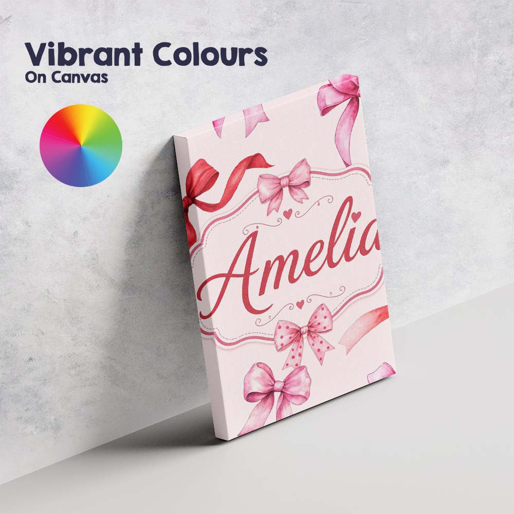 Personalised Name Watercolor Red and Pink Custom Unique Gift Idea Elegant Feature Canvas Wall Art Print Decor Picture Ready to Hang