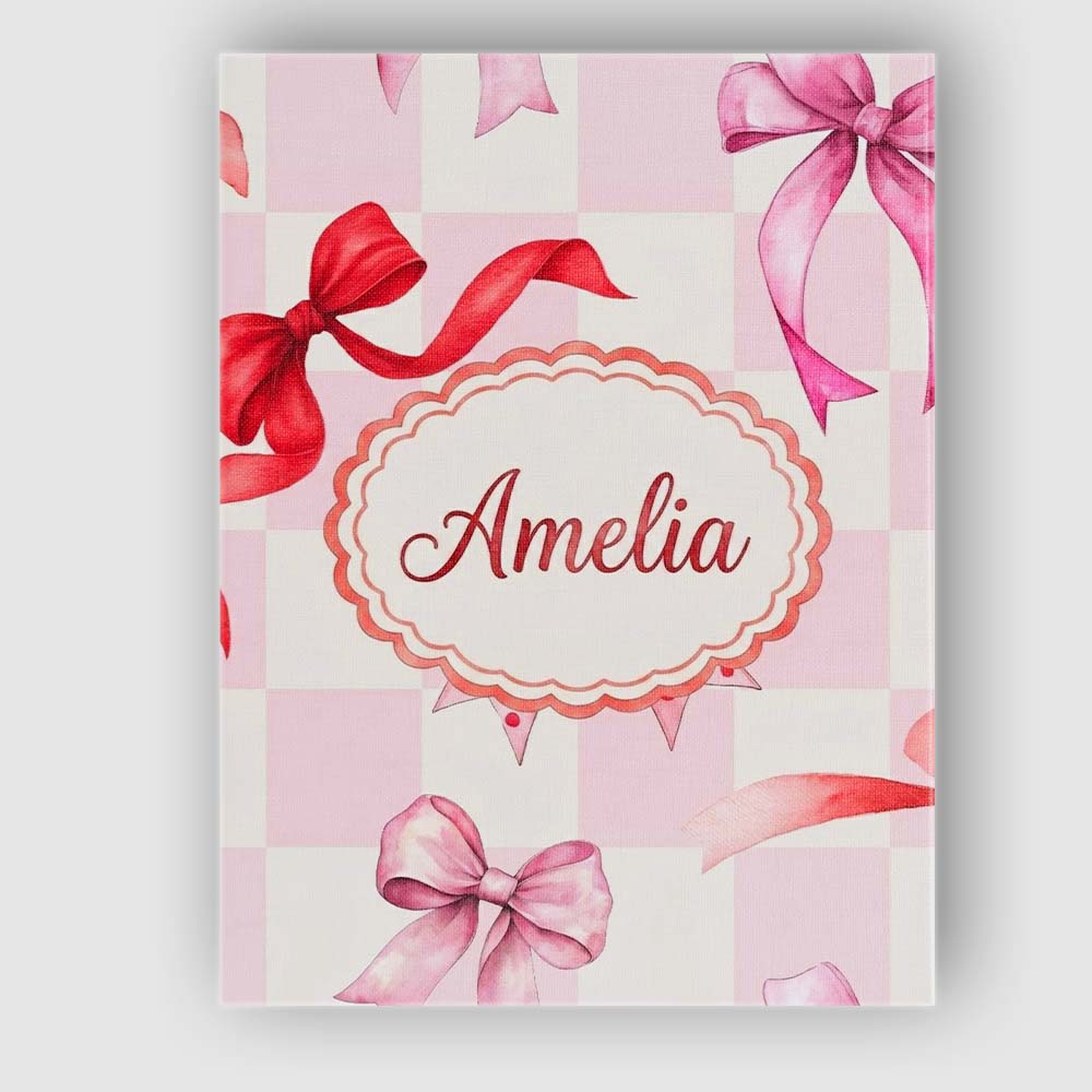 Personalised Name Watercolor Red and Pink Custom Unique Gift Idea Elegant Feature Canvas Wall Art Print Decor Picture Ready to Hang
