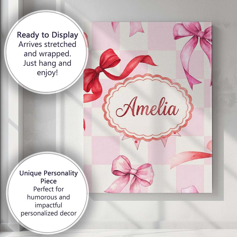 Personalised Name Watercolor Red and Pink Custom Unique Gift Idea Elegant Feature Canvas Wall Art Print Decor Picture Ready to Hang