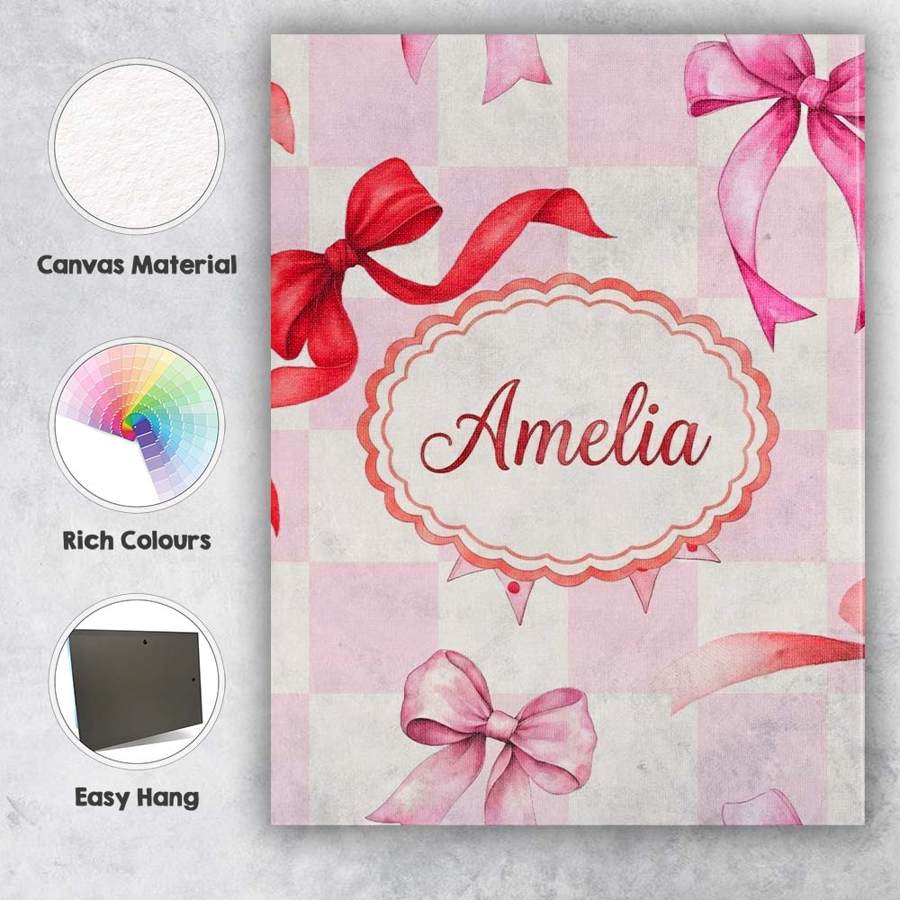 Personalised Name Watercolor Red and Pink Custom Unique Gift Idea Elegant Feature Canvas Wall Art Print Decor Picture Ready to Hang