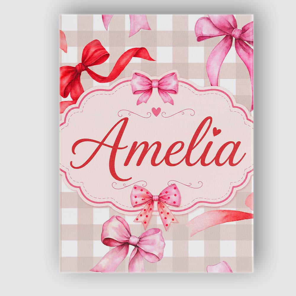 Personalised Name Watercolor Red and Pink Custom Unique Gift Idea Elegant Feature Canvas Wall Art Print Decor Picture Ready to Hang
