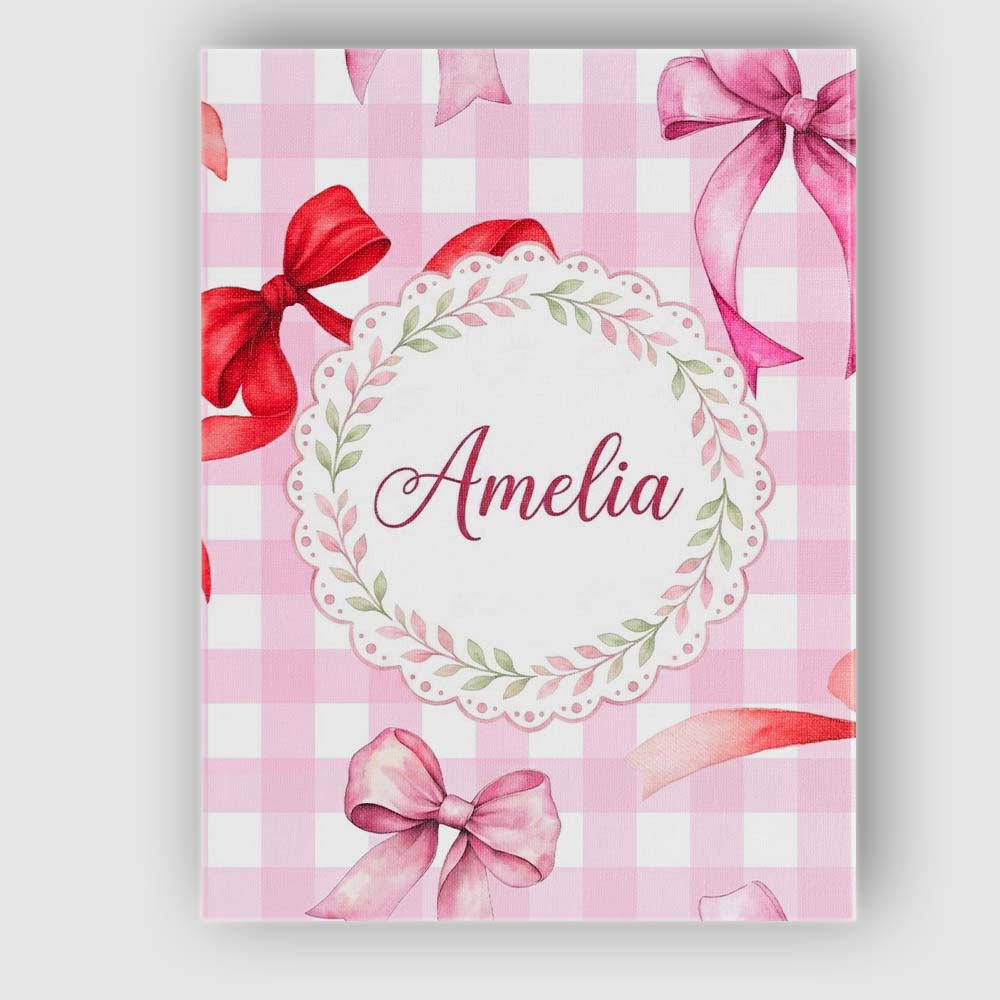 Personalised Name Watercolor Red and Pink Custom Unique Gift Idea Elegant Feature Canvas Wall Art Print Decor Picture Ready to Hang