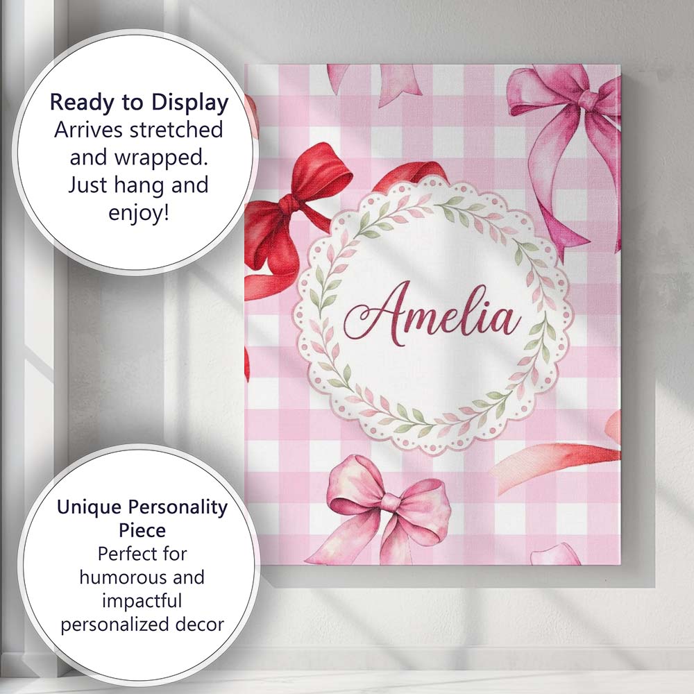Personalised Name Watercolor Red and Pink Custom Unique Gift Idea Elegant Feature Canvas Wall Art Print Decor Picture Ready to Hang