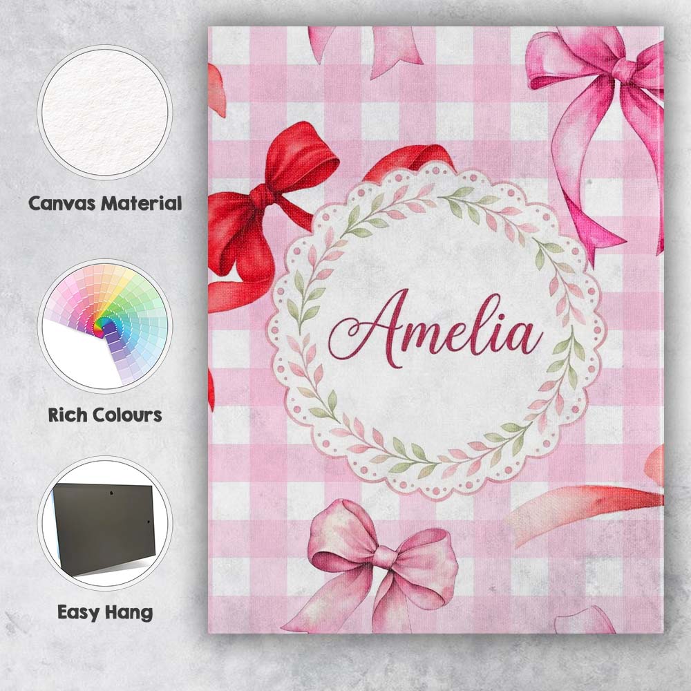Personalised Name Watercolor Red and Pink Custom Unique Gift Idea Elegant Feature Canvas Wall Art Print Decor Picture Ready to Hang