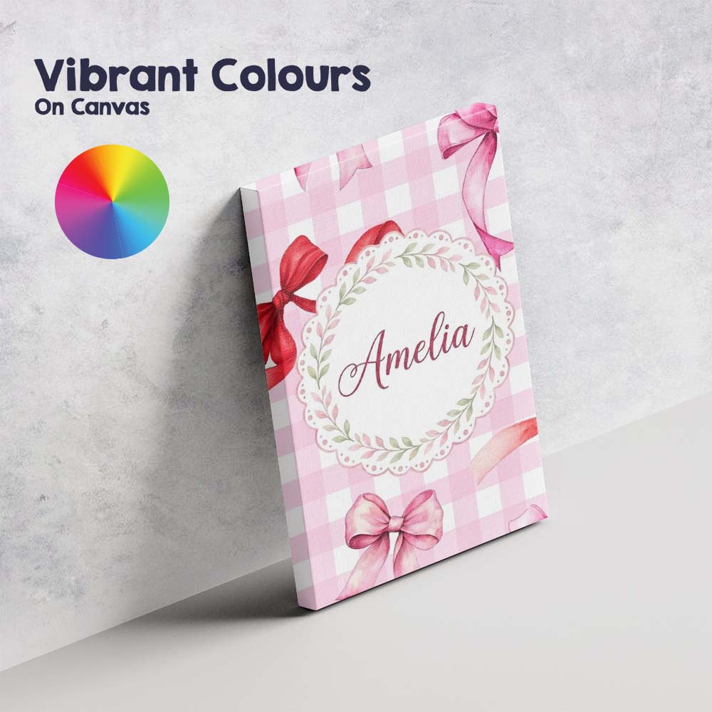 Personalised Name Watercolor Red and Pink Custom Unique Gift Idea Elegant Feature Canvas Wall Art Print Decor Picture Ready to Hang