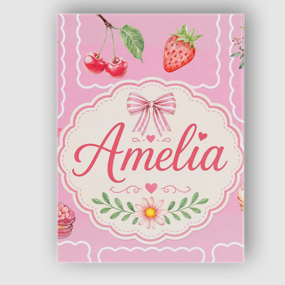 Personalised Name Cute Watercolor Cherry Custom Unique Gift Idea Elegant Feature Canvas Wall Art Print Decor Picture Ready to Hang