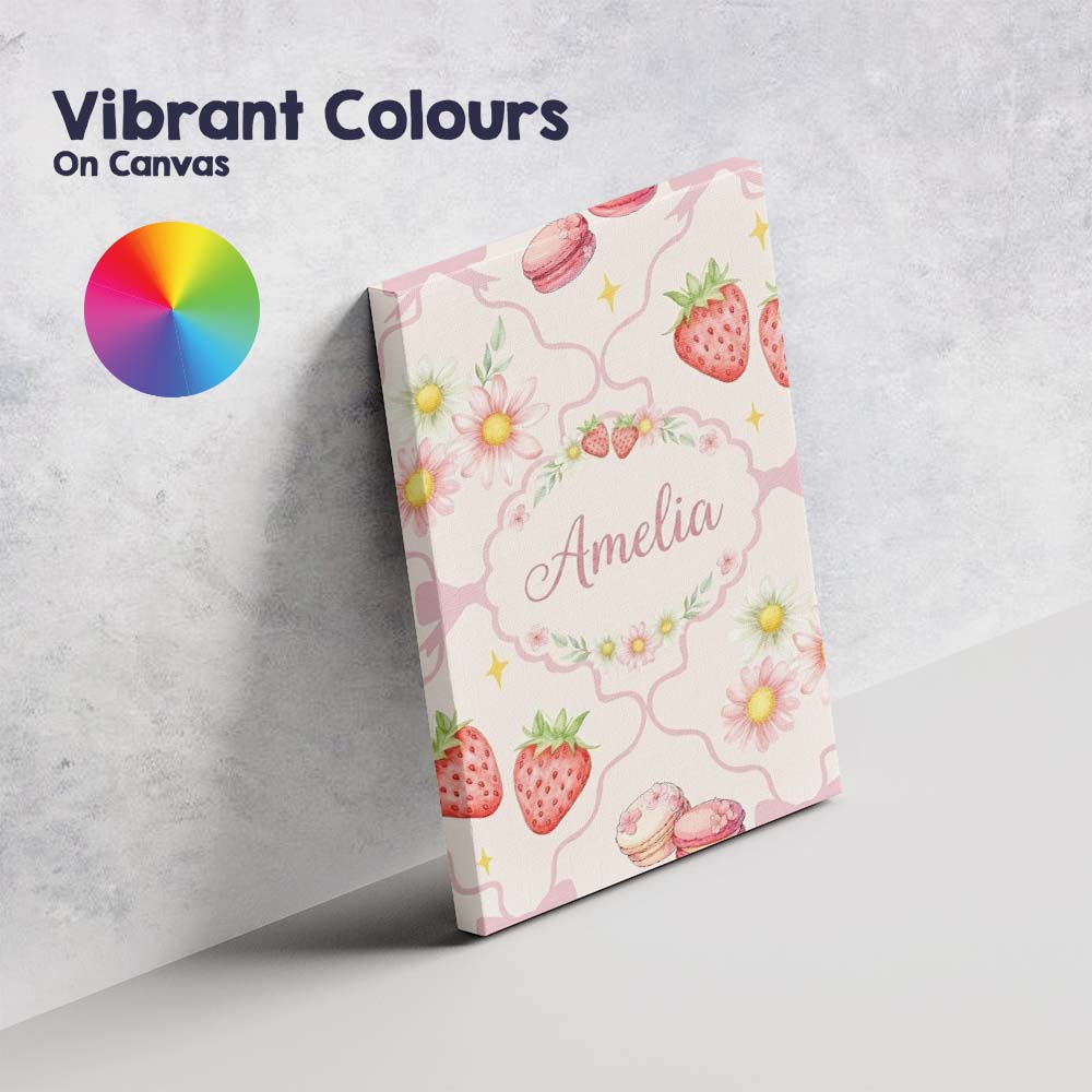 Personalised Name Cute Watercolor Cherry Custom Unique Gift Idea Elegant Feature Canvas Wall Art Print Decor Picture Ready to Hang