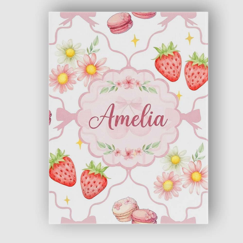 Personalised Name Cute Watercolor Cherry Custom Unique Gift Idea Elegant Feature Canvas Wall Art Print Decor Picture Ready to Hang
