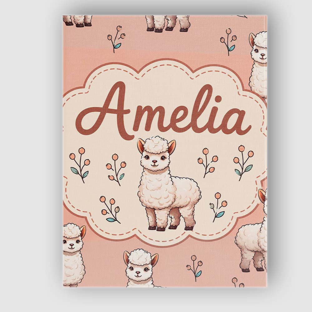 Personalised Name Cute Alpaca Llama Farm Custom Unique Gift Idea Elegant Feature Canvas Wall Art Print Decor Picture Ready to Hang