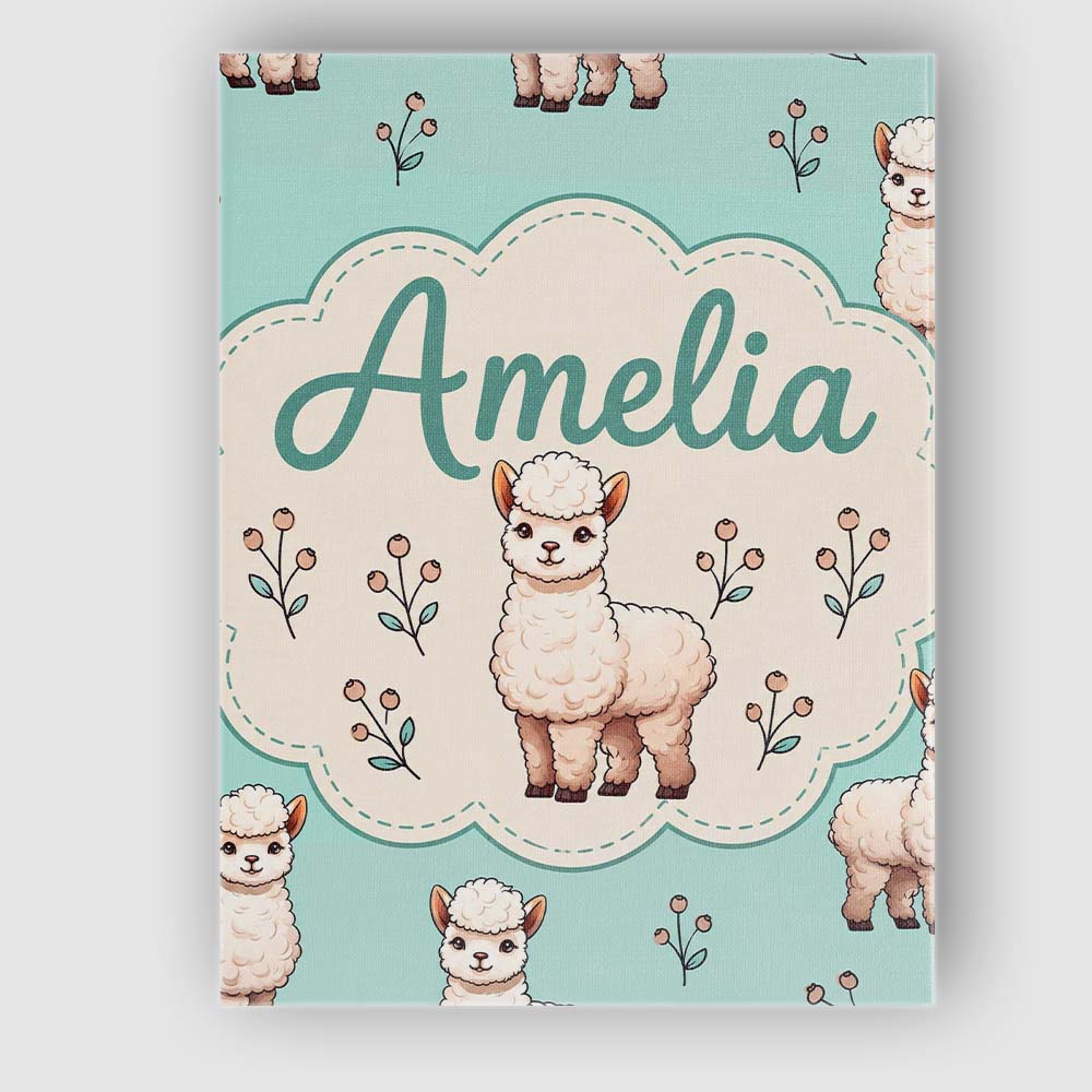 Personalised Name Cute Alpaca Llama Farm Custom Unique Gift Idea Elegant Feature Canvas Wall Art Print Decor Picture Ready to Hang