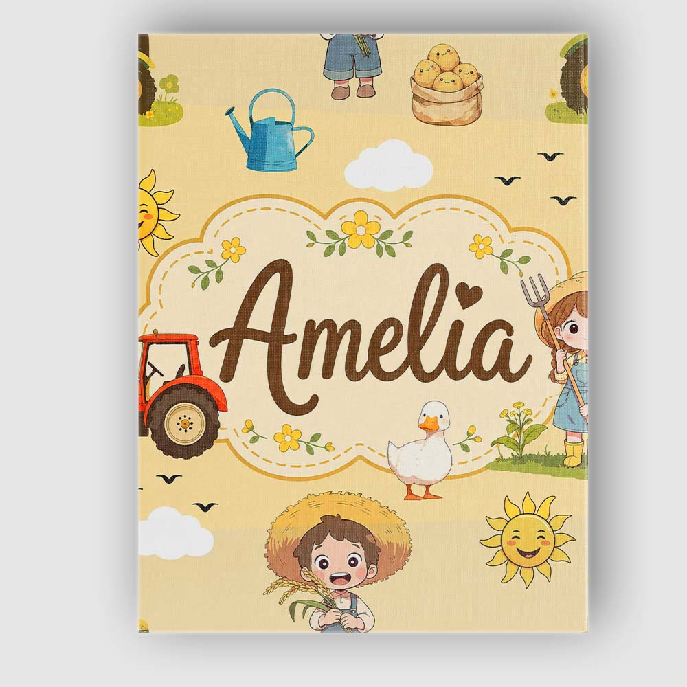 Personalised Name Cute Farm Tractor Duck Custom Unique Gift Idea Elegant Feature Canvas Wall Art Print Decor Picture Ready to Hang
