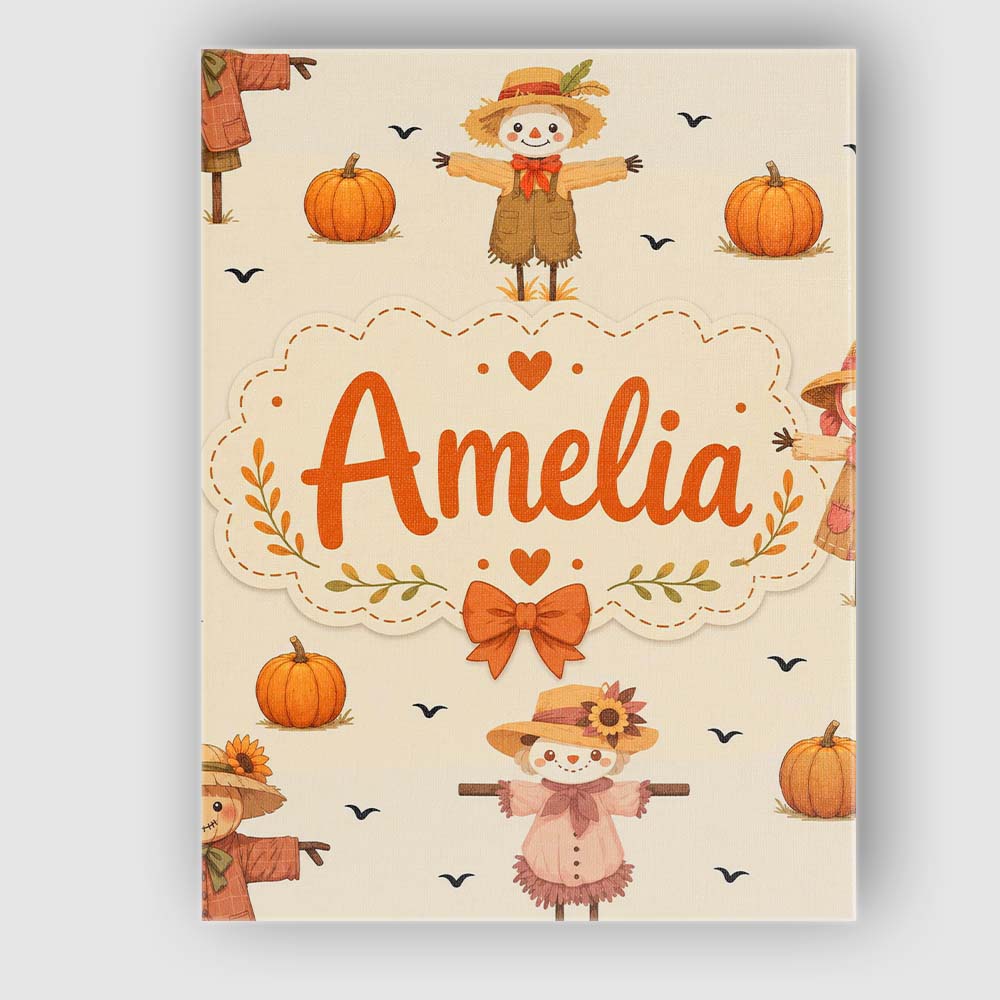 Personalised Name Cute Autumn Scarecrow Custom Modern Room Accent Elegant Feature Canvas Wall Art Print Decor Picture Ready to Hang