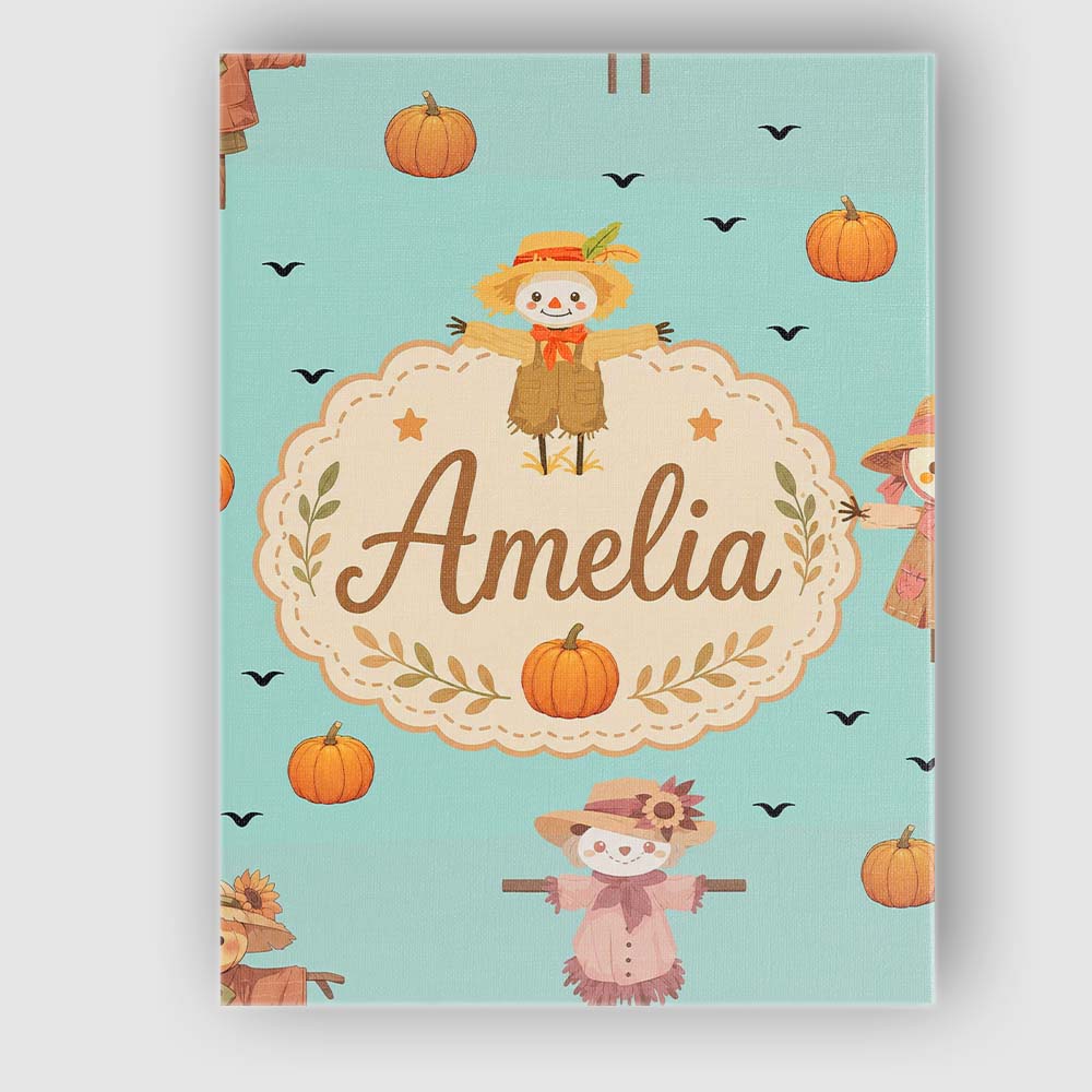Personalised Name Cute Autumn Scarecrow Custom Modern Room Accent Elegant Feature Canvas Wall Art Print Decor Picture Ready to Hang