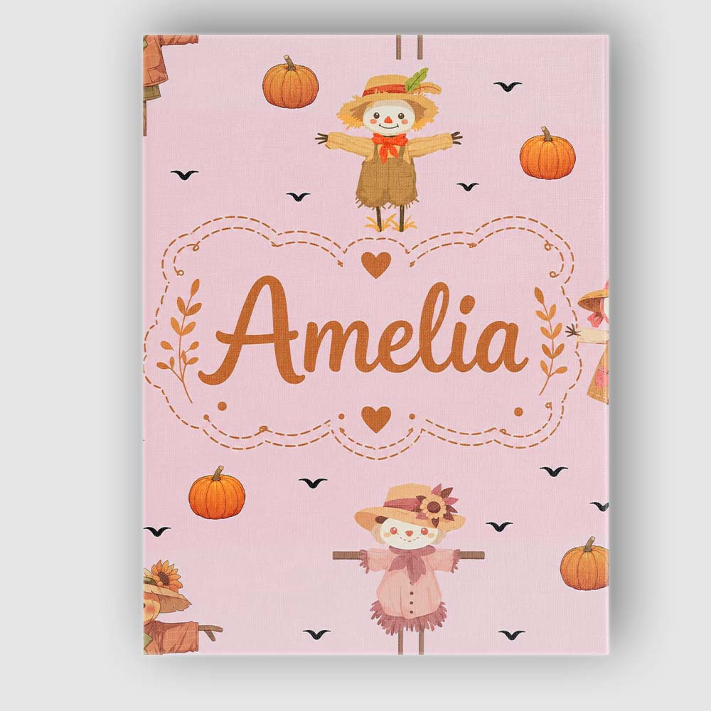 Personalised Name Cute Autumn Scarecrow Custom Modern Room Accent Elegant Feature Canvas Wall Art Print Decor Picture Ready to Hang