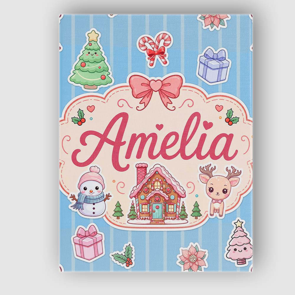 Personalised Name Cute Christmas Festive Custom Unique Gift Idea Elegant Feature Canvas Wall Art Print Decor Picture Ready to Hang