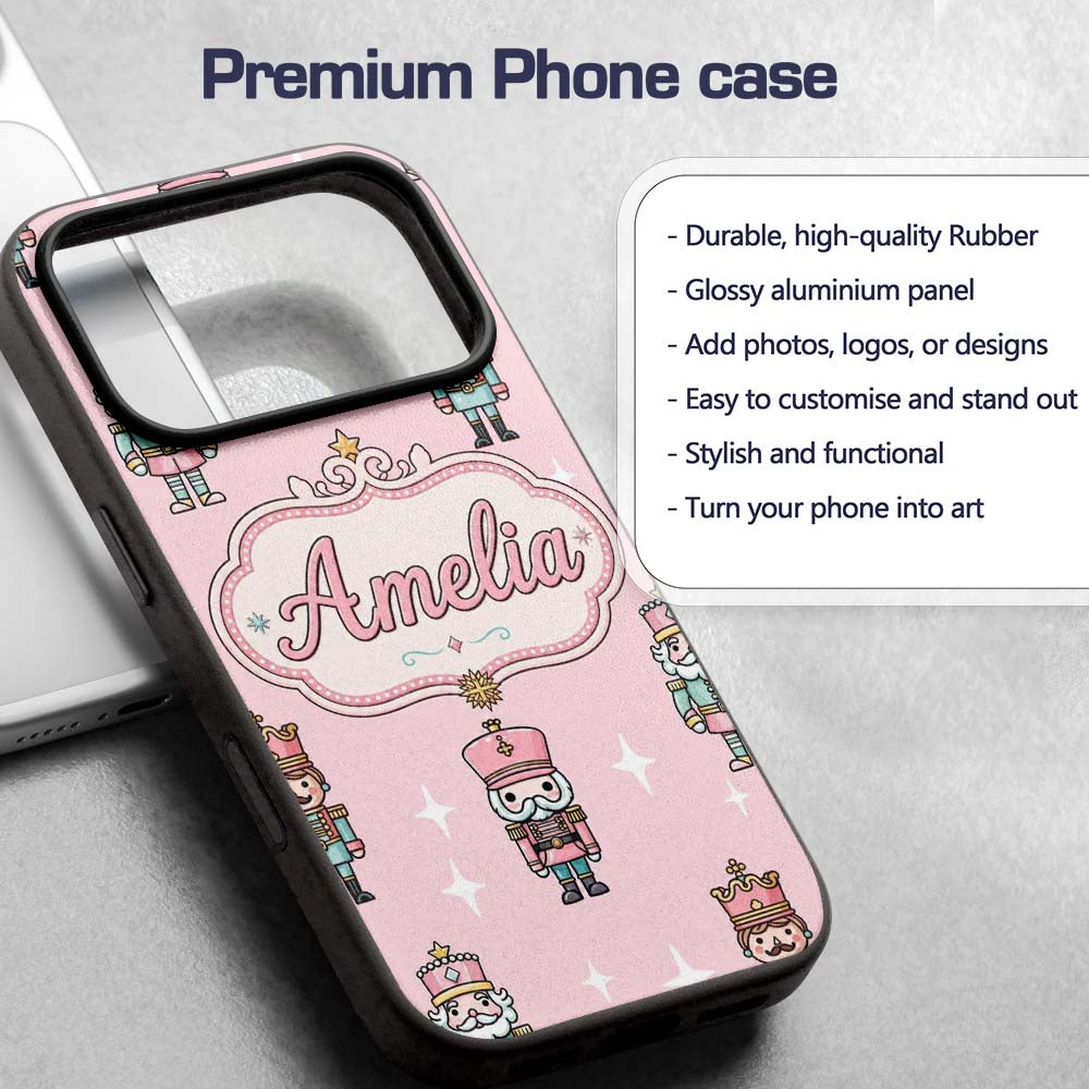 Cute Nutcracker Soldiers Christmas Toy Characters Custom Name Protective Phone Case Mobile Cover Durable Everyday Smartphone Shock Resistant