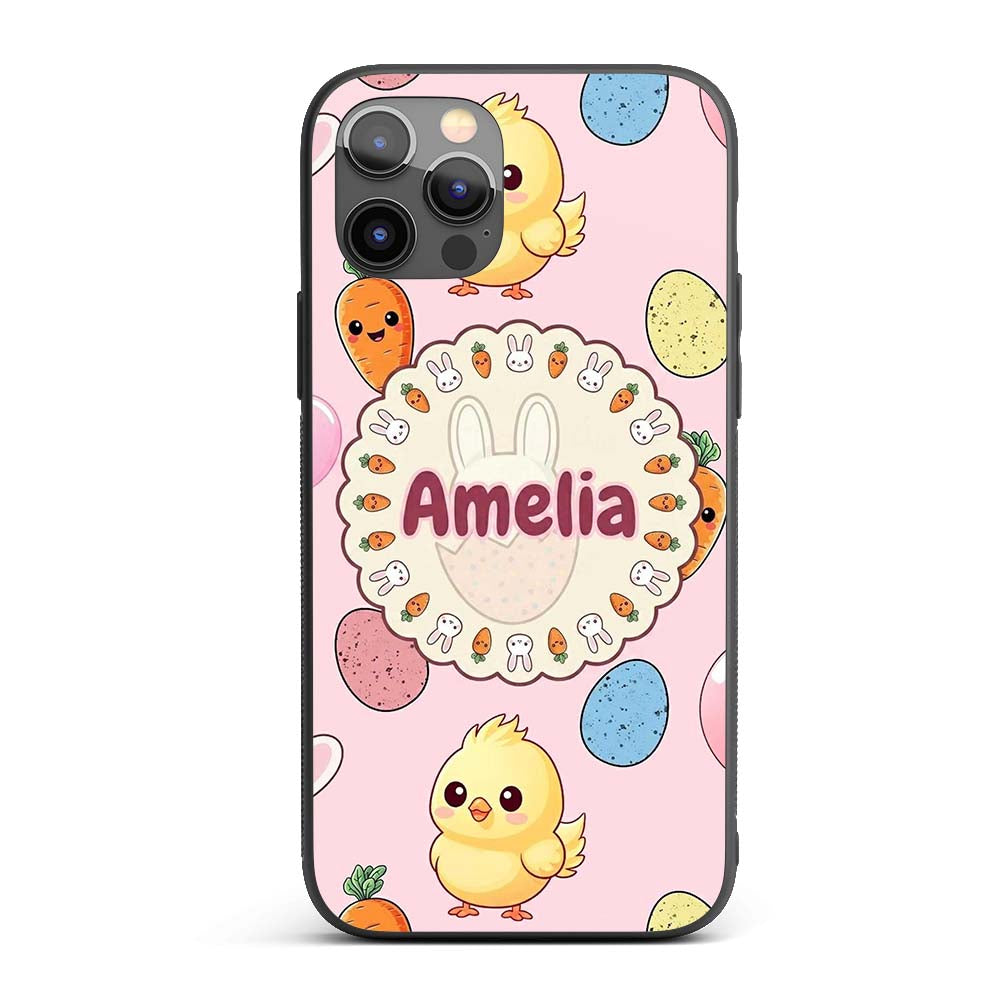Cute Easter Bunny Chick Eggs Carrot Cute Seamless Custom Name Protective Phone Case Mobile Cover Durable Everyday Smartphone Shock Resistant