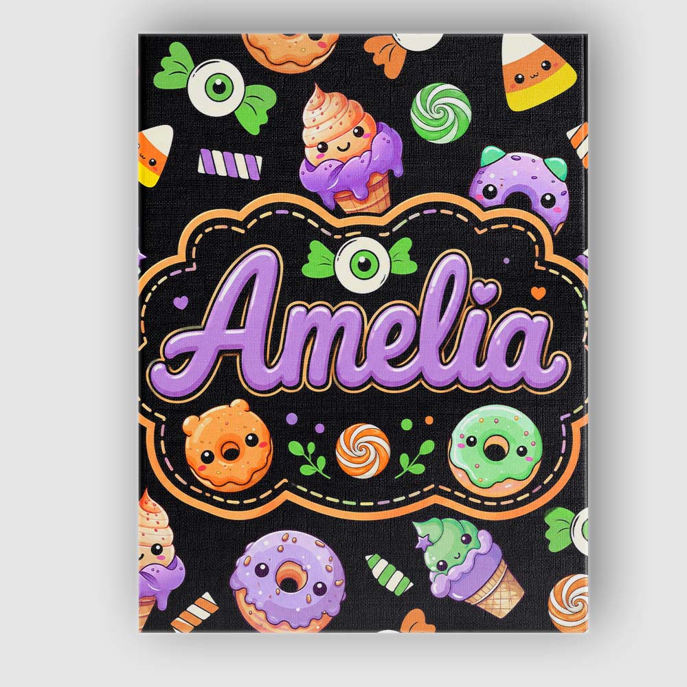 Personalised Name Cute Halloween Candy Custom Modern Room Accent Elegant Feature Canvas Wall Art Print Decor Picture Ready to Hang