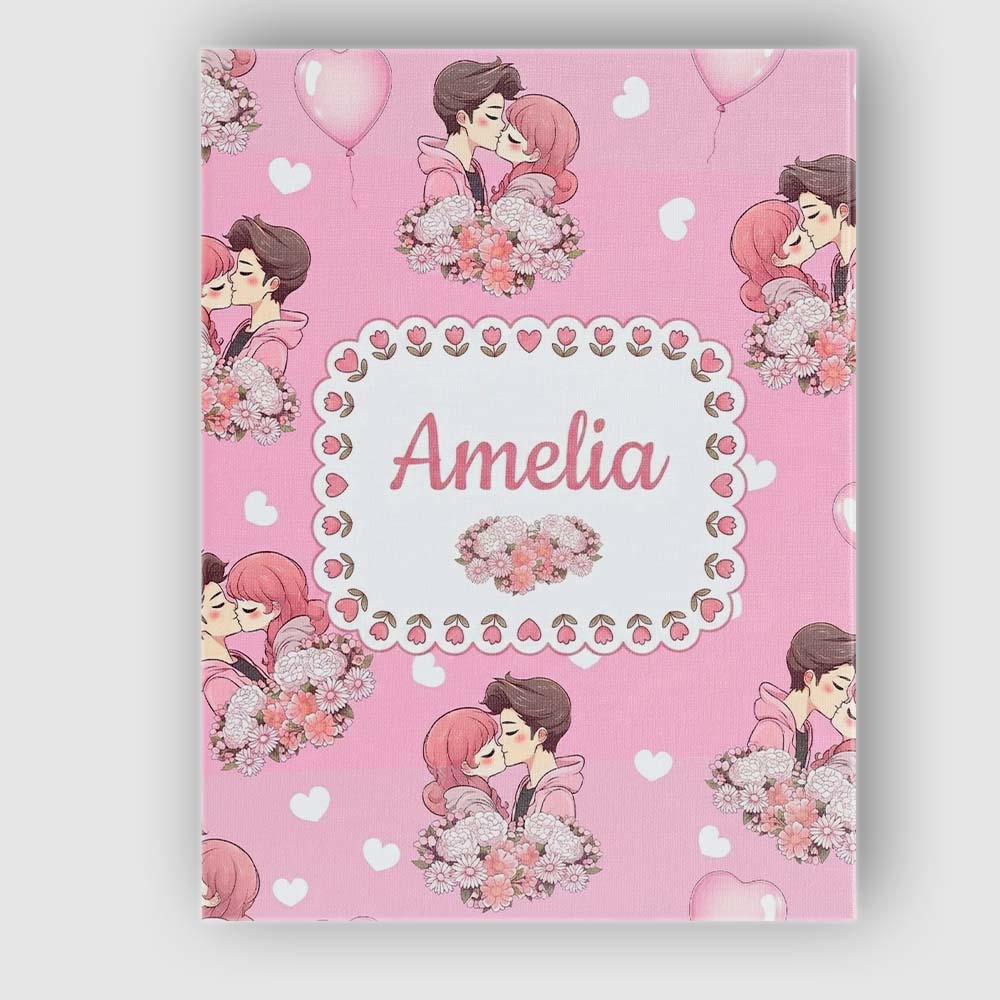 Personalised Name Romantic Couple Kissing Custom Unique Gift Idea Elegant Feature Canvas Wall Art Print Decor Picture Ready to Hang