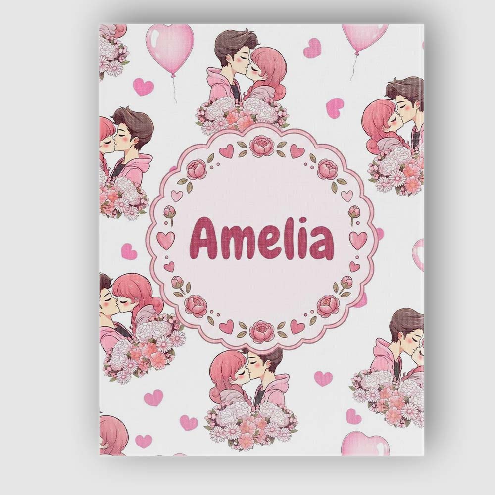 Personalised Name Romantic Couple Kissing Custom Unique Gift Idea Elegant Feature Canvas Wall Art Print Decor Picture Ready to Hang