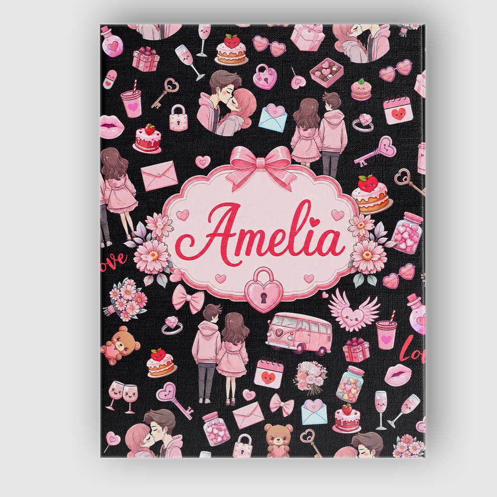 Personalised Name Cute Love Couple Gifts Custom Unique Gift Idea Elegant Feature Canvas Wall Art Print Decor Picture Ready to Hang