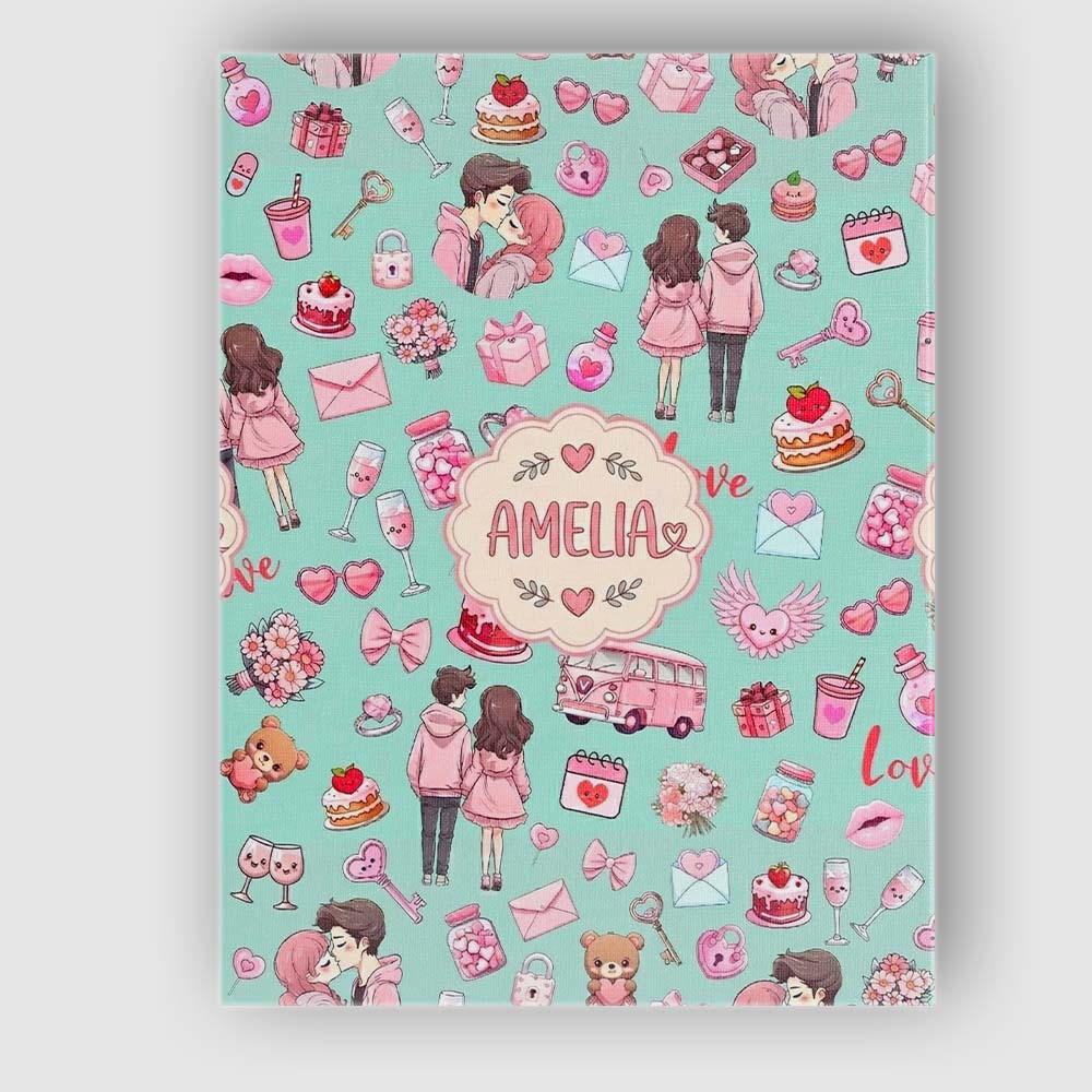 Personalised Name Cute Love Couple Gifts Custom Unique Gift Idea Elegant Feature Canvas Wall Art Print Decor Picture Ready to Hang