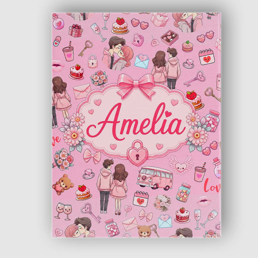 Personalised Name Cute Love Couple Gifts Custom Unique Gift Idea Elegant Feature Canvas Wall Art Print Decor Picture Ready to Hang