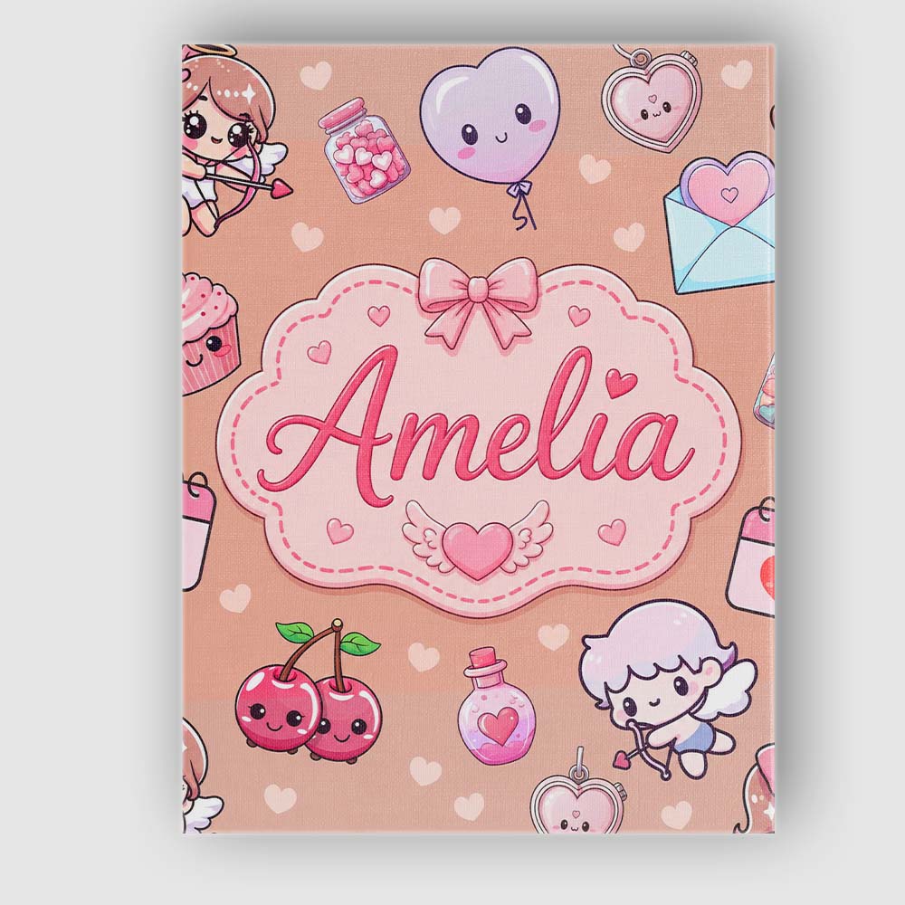 Personalised Name Cute Cupid Angels Hearts Custom Unique Gift Idea Elegant Feature Canvas Wall Art Print Decor Picture Ready to Hang
