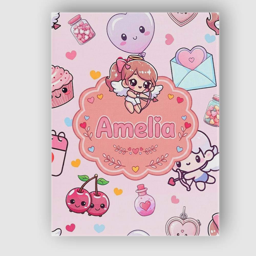 Personalised Name Cute Cupid Angels Hearts Custom Unique Gift Idea Elegant Feature Canvas Wall Art Print Decor Picture Ready to Hang