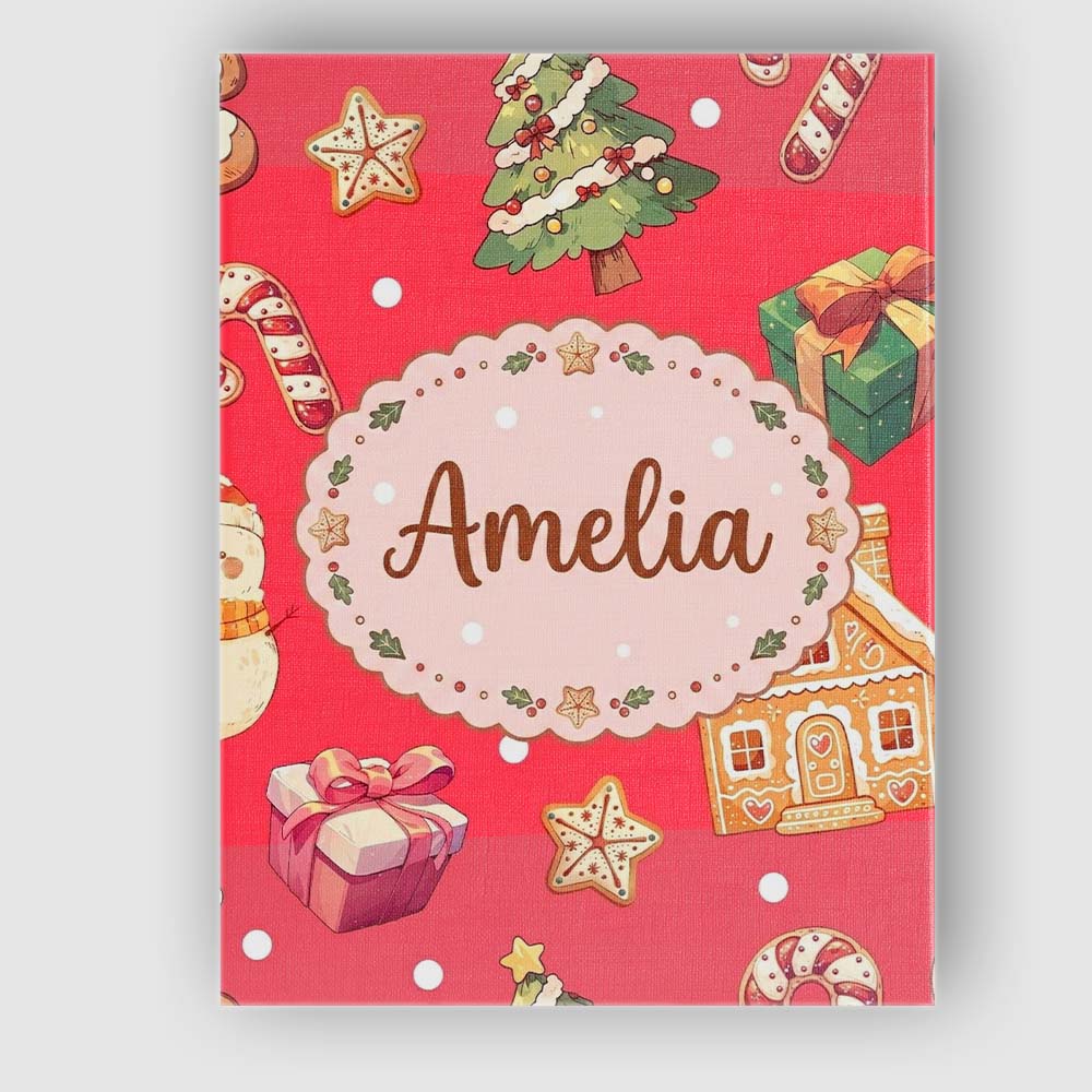 Personalised Name Cute Gingerbread Man Custom Modern Room Accent Elegant Feature Canvas Wall Art Print Decor Picture Ready to Hang