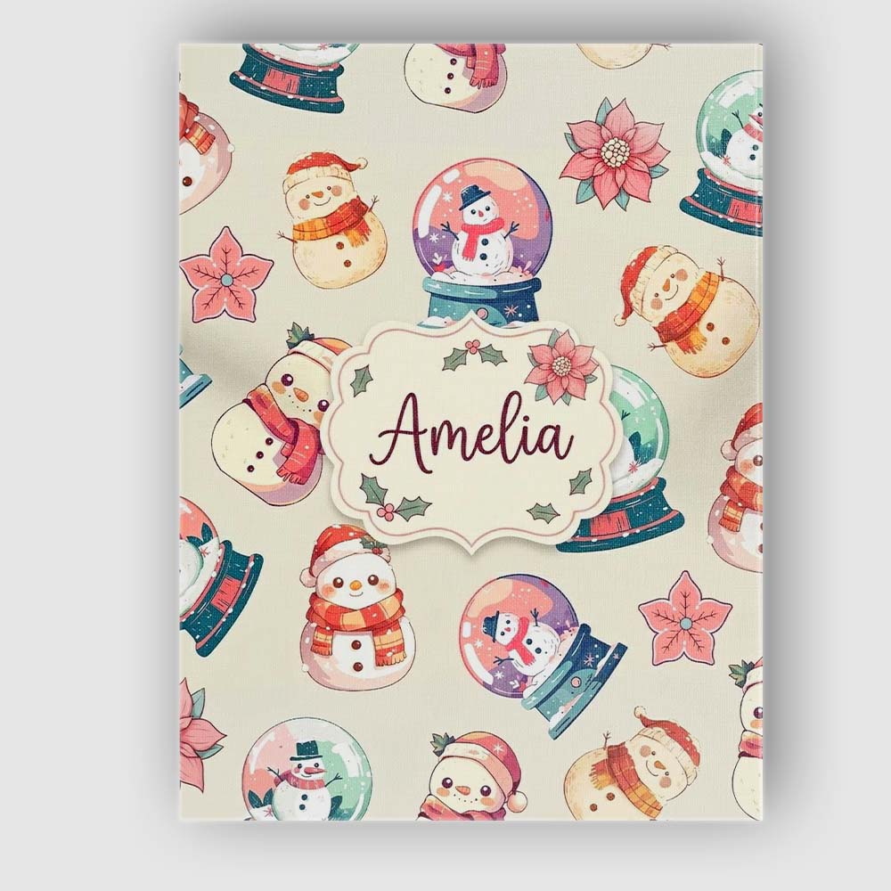Personalised Name Cute Snowman Snow Globe Custom Unique Gift Idea Elegant Feature Canvas Wall Art Print Decor Picture Ready to Hang