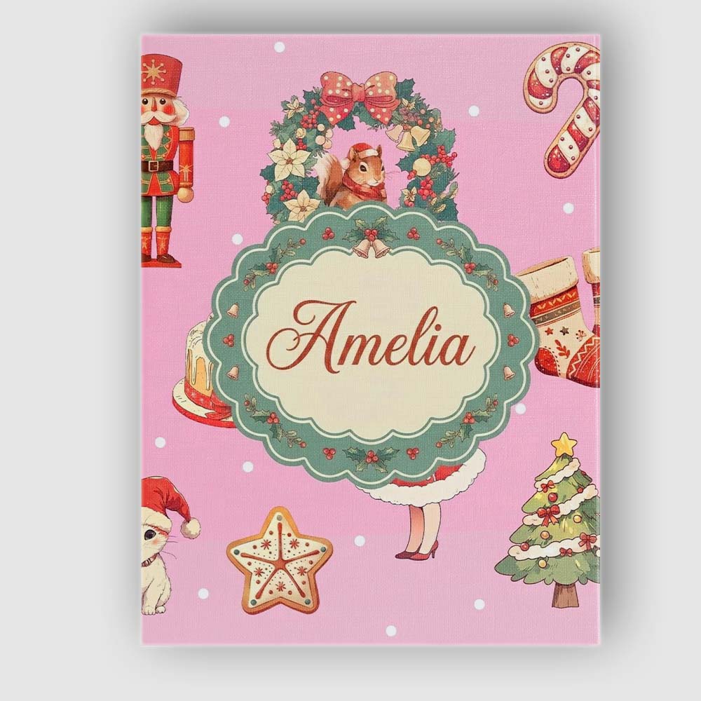 Personalised Name Cute Christmas Nutcracker Custom Bespoke Interior Contemporary Canvas Wall Art Print Decor Picture Ready to Hang