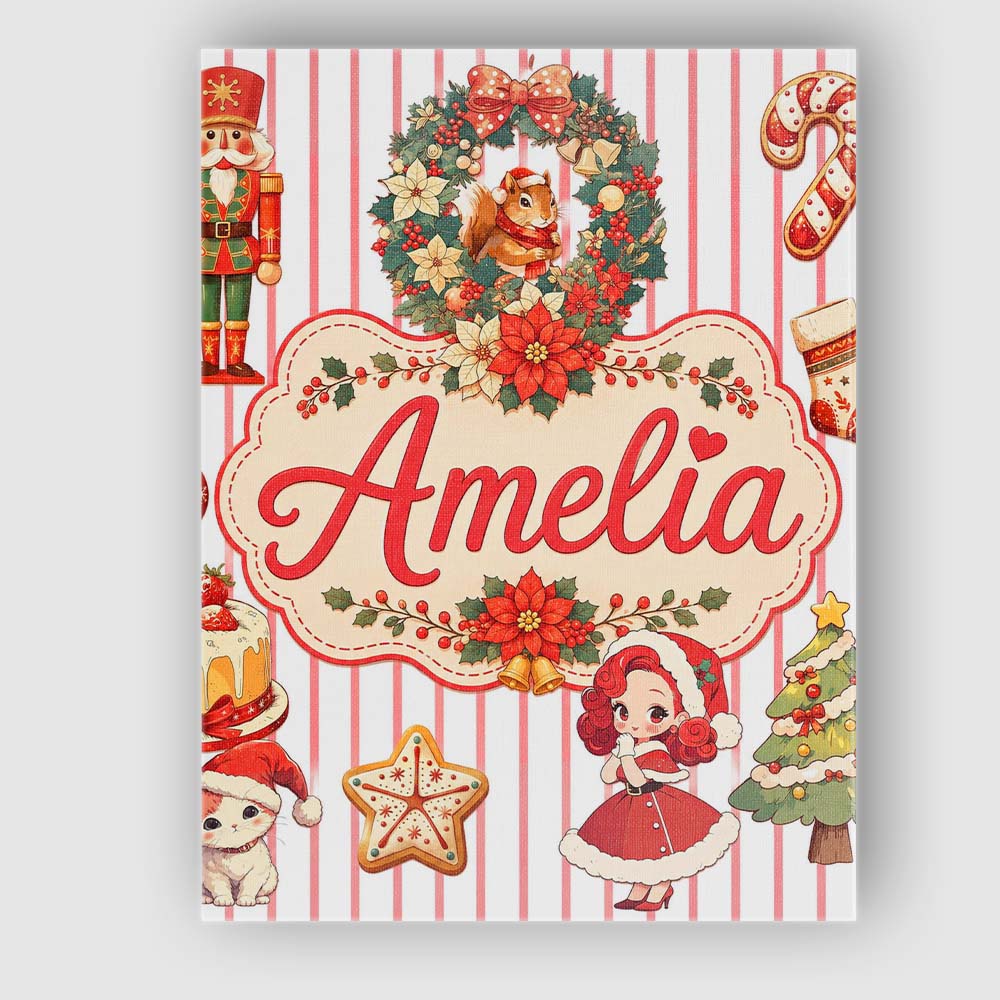Personalised Name Christmas Nutcracker Custom Modern Room Accent Elegant Feature Canvas Wall Art Print Decor Picture Ready to Hang